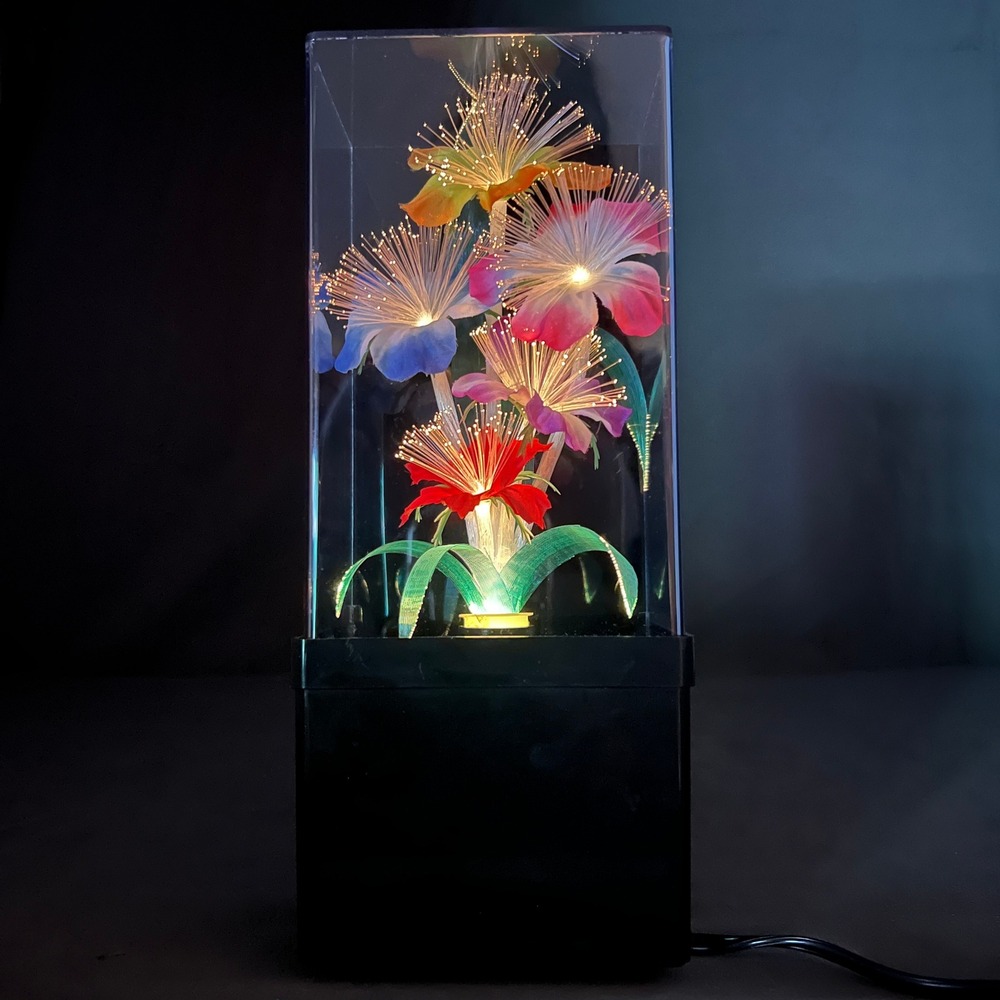 Vintage Fiber Optic Flower Lamp Floral Changing Light Box Nightlight Ho Ho Art